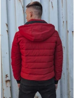 Pánská prošívaná zimní bunda s kapucí bordó Dstreet model 21980302 - FashionStreet Pánská prošívaná zimní bunda s kapucí bordó Dstreet model 21980302 - FashionStreet