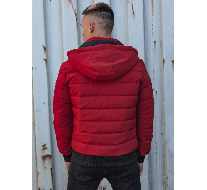 Pánská prošívaná zimní bunda s kapucí bordó Dstreet model 21980302 - FashionStreet Pánská prošívaná zimní bunda s kapucí bordó Dstreet model 21980302 - FashionStreet