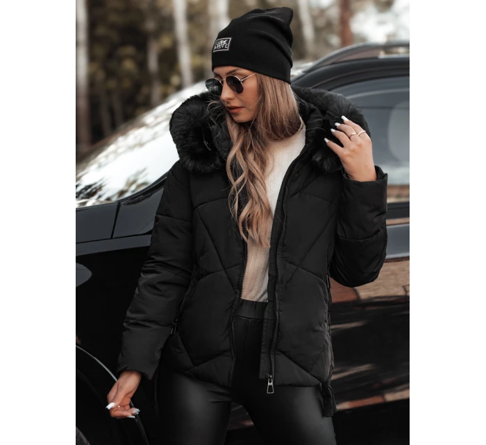 MODIVA prošívaná dámská zimní bunda s kapucí černá FashionStreet TY4726