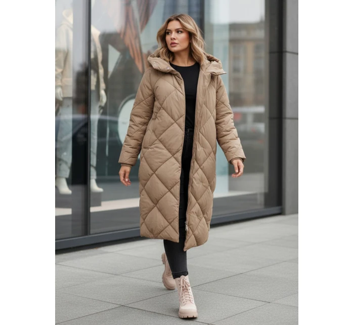 Dámská prošívaná zimní bunda s kapucí FEMACOAT khaki FashionStreet TY5477