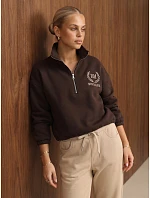 Bluza damska ocieplana ze stójką i czekoladowa model 22554595 - FashionStreet