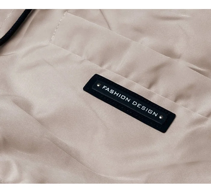 Béžová dámská bunda s ozdobnou lemovkou model 18019130 - S'WEST Béžová dámská bunda s ozdobnou lemovkou model 18019130 - S'WEST