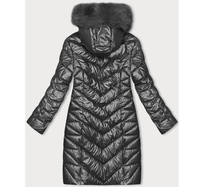Prošívaná dámská zimní bunda v grafitové barvě model 21246953 - J.STYLE