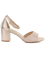 Béžové a zlaté dámské sandály na jehlovém podpatku model 22116440 - Potocki