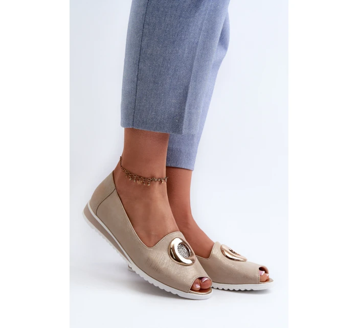 Dámské lodičky s ozdobou z ekokože zlaté Biolita