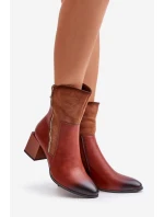 Zateplené dámské botky na podpatku hnědé Relabina Zateplené dámské botky na podpatku hnědé Relabina
