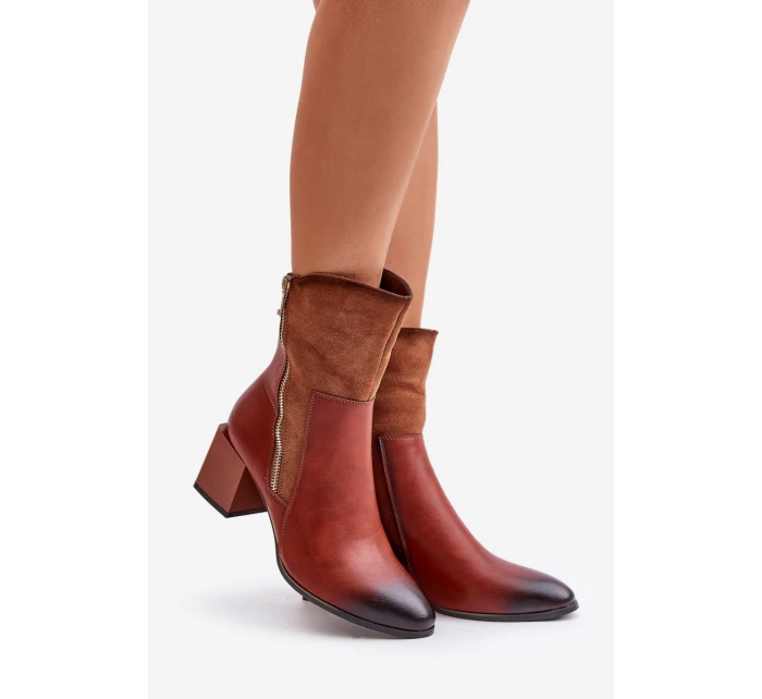 Zateplené dámské botky na podpatku hnědé Relabina Zateplené dámské botky na podpatku hnědé Relabina