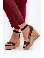 Dámské Sandály Na Klínu S Pleteninou Černé Adelio Dámské Sandály Na Klínu S Pleteninou Černé Adelio
