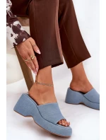 Dámské Pantofle Na Platformě A Klínu Džínové model 21687988 - Boto