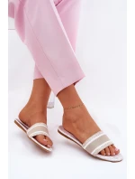 Vzorované Plné Dámské Sandály Béžové model 21689586 - Boto Vzorované Plné Dámské Sandály Béžové model 21689586 - Boto