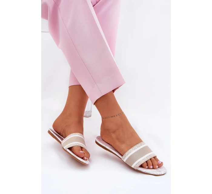 Vzorované Plné Dámské Sandály Béžové model 21689586 - Boto Vzorované Plné Dámské Sandály Béžové model 21689586 - Boto