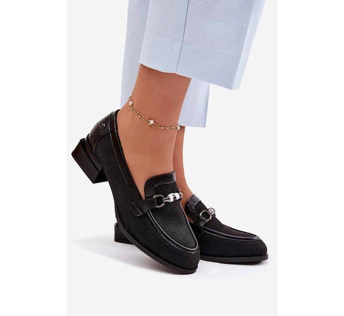 Dámské polobotky na podpatku s ozdobným detailem Černé Meliva