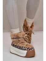 Kožené Dámské Sněhule Na Silné Podešvi S Kožešinou Leopard Big Star Hnědé Kožené Dámské Sněhule Na Silné Podešvi S Kožešinou Leopard Big Star Hnědé