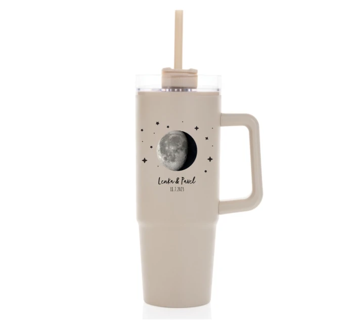 Personalizovaná termoska s průhledným víčkem s měsíční fází 