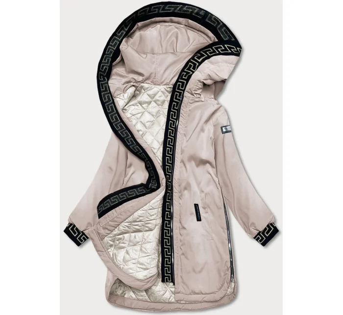 Světle béžová dámská bunda s ozdobnou lemovkou model 18059044 - S'WEST