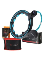 MAGNETICKÝ HULA HOP SET ČERNÝ/TYRKYSOVÝ HHM17 S POČÍTADLEM HMS + ZEŠTÍHLUJÍCÍ PÁS BR163 ČERVENÝ