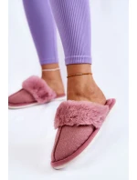 Dámské zateplené pantofle s kožíškem Tmavě růžové model 21603686 - Boto Dámské zateplené pantofle s kožíškem Tmavě růžové model 21603686 - Boto