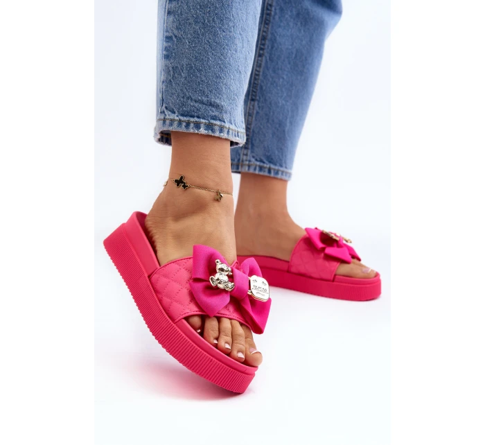 Dámské žabky s mašlí a ozdobným medvídkem model 21648631 - Boto