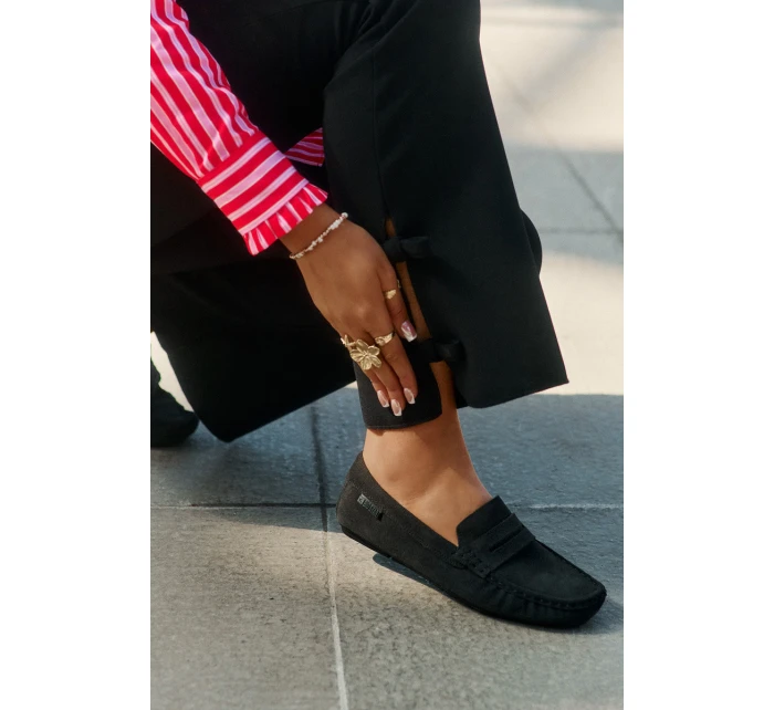 Dámské semišové mokasíny Big Star model 21693785 Černé - Big Star Shoes Dámské semišové mokasíny Big Star model 21693785 Černé - Big Star Shoes