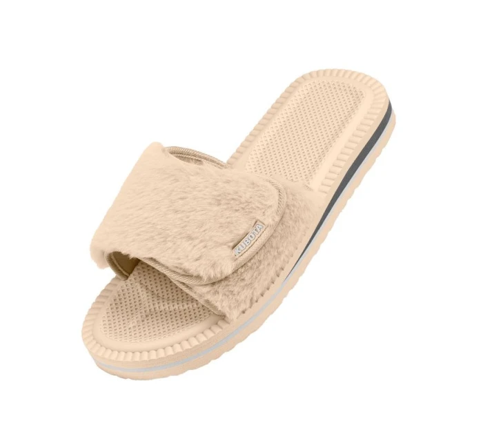 Cubota žabky na suchý zip s kožešinou béžové K24AW-100-001-03-1 Cubota žabky na suchý zip s kožešinou béžové K24AW-100-001-03-1