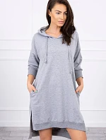 Šaty s kapucí a delšími zády šedé