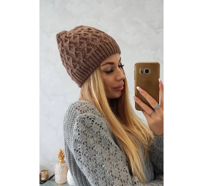 Fleecová čepice Roma model 18750239 mocca - K-Fashion Fleecová čepice Roma model 18750239 mocca - K-Fashion