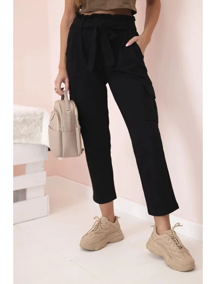 Dámské cargo kalhoty s vysokým pasem černý Dámské cargo kalhoty s vysokým pasem černý