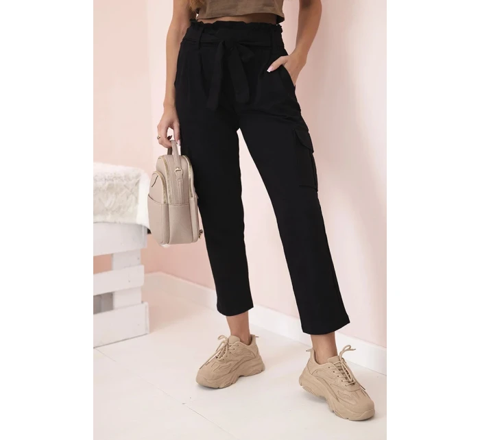 Dámské cargo kalhoty s vysokým pasem černý Dámské cargo kalhoty s vysokým pasem černý