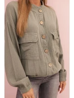 Dámská mušelínová košile s dlouhým rukávem khaki Dámská mušelínová košile s dlouhým rukávem khaki