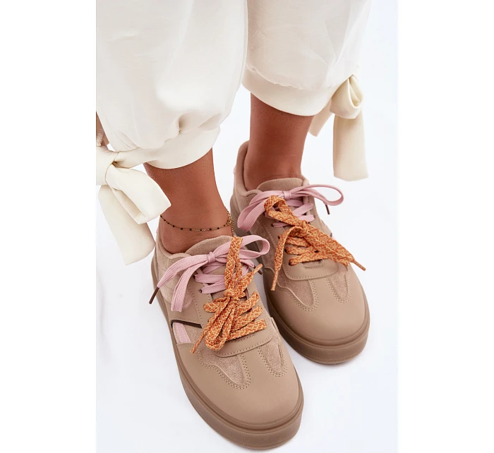 Dámské Tenisky S Dvojitými Šňůrkami Světle Hnědé Relisa Dámské Tenisky S Dvojitými Šňůrkami Světle Hnědé Relisa