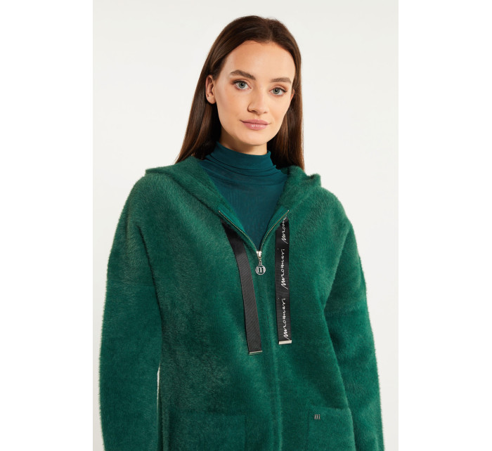Monnari Cardigans Dlouhý dámský kabát s kapucí Bottle Green