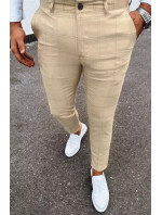 Pánské světle béžové kostkované chino kalhoty Dstreet UX3981