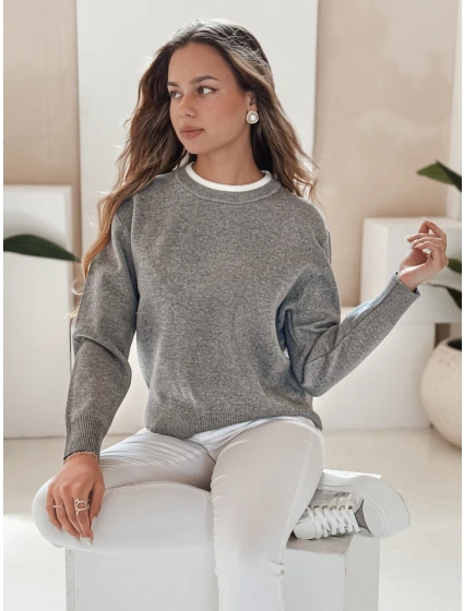 Dámský základní svetr DARMILA šedý FashionStreet MY2505