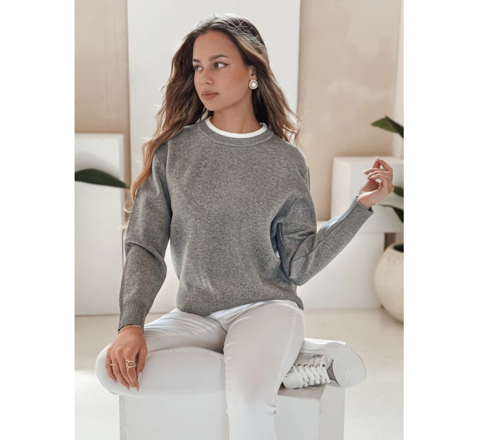 Dámský základní svetr DARMILA šedý FashionStreet MY2505