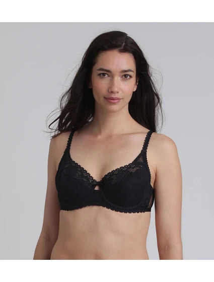 Dámská krajková podprsenka s kosticí PLAYTEX UNDERWIRE BALCONETTE BRA - DIM - černá