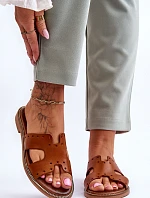 Zazoo 40326 Dámské žabky s ozdobnými výřezy hnědé