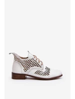 Kožené vyšívané boty Zazoo 2704 Bílé