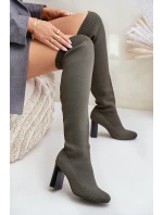 Se Po Kolena Na Podpatku Tmavě Zelené model 21679772 - Boto