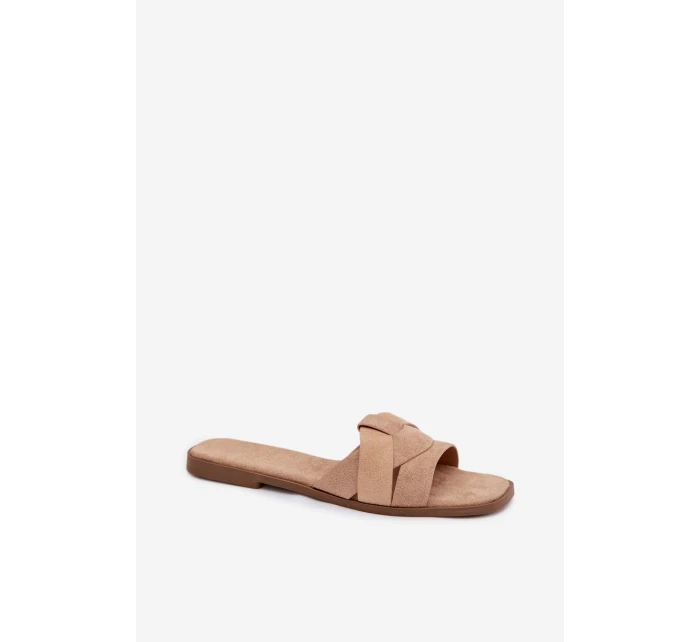 Dámské ploché sandály s pásky Eko Zamszové Béžové Florane