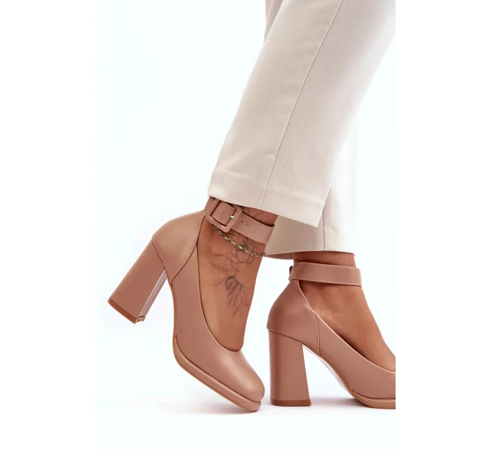 Lodičky na vysokém podpatku s přezkou, béžová Idovana