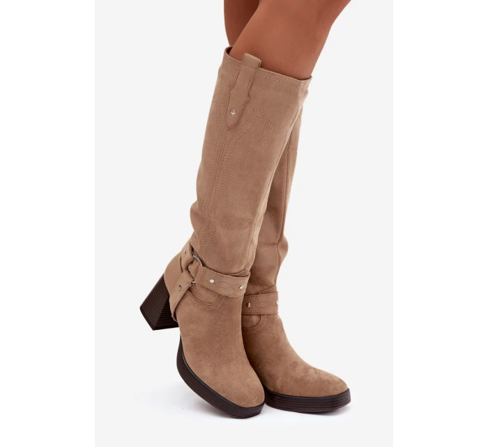 Zateplené dámské kozačky 1825 béžové - Style Zateplené dámské kozačky 1825 béžové - Style
