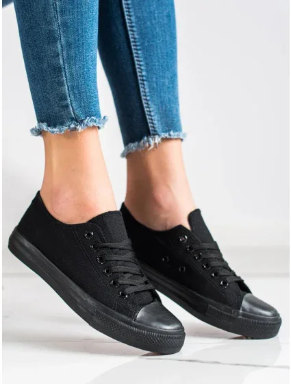 Luxusní tenisky černé dámské bez podpatku Luxusní tenisky černé dámské bez podpatku