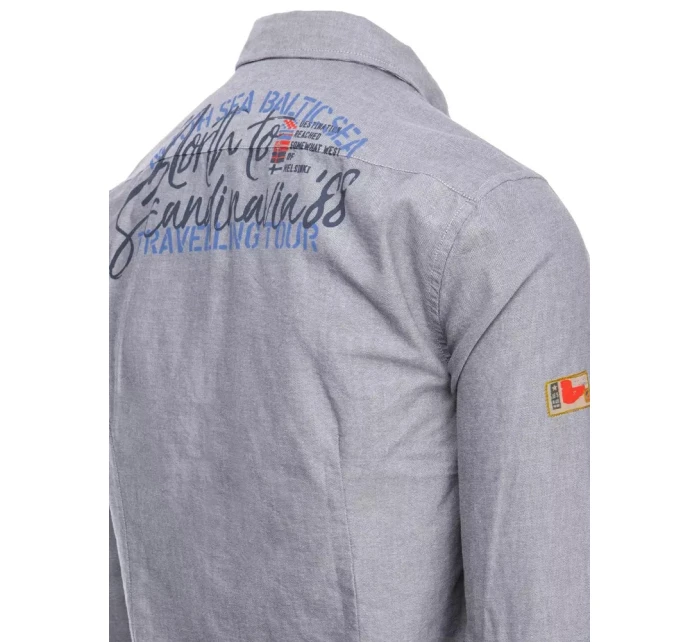 Pánská šedá košile FashionStreet DX2286 Pánská šedá košile FashionStreet DX2286