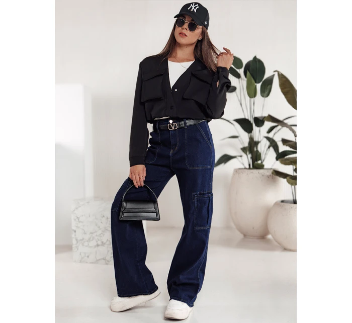 Dámské kalhoty FITZONE denim cargo tmavě modré FashionStreet UY2243 Dámské kalhoty FITZONE denim cargo tmavě modré FashionStreet UY2243