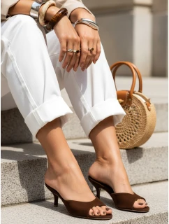 FashionStreet dámské semišové žabky mocha ZY1390