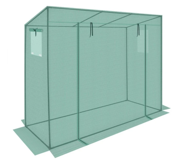 SKLENĚNÁ SKŘÍŇ PRO ZAHRADNÍ TOMATOPY 200x77x168-150CM PE ZELENÁ