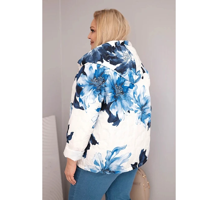 Dámská jarní bunda Plus Size s květinovým vzorem granátová