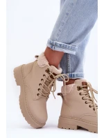 Dámské kožené trapery světle béžové model 21631395 - Boto Dámské kožené trapery světle béžové model 21631395 - Boto