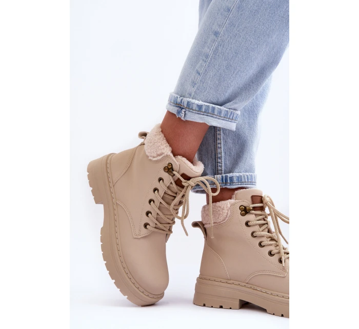 Dámské kožené trapery světle béžové model 21631395 - Boto Dámské kožené trapery světle béžové model 21631395 - Boto