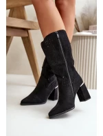 Dámské černé zamilované botky s podpatkem a špičatou špičkou Nevithra